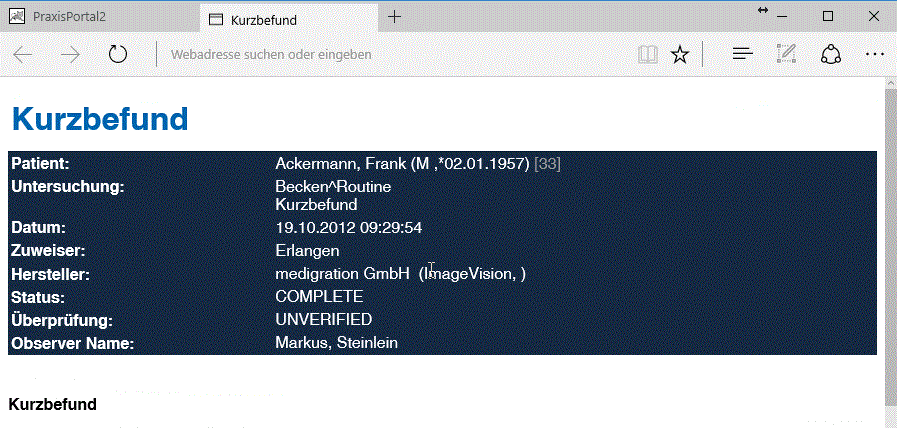SR Befund